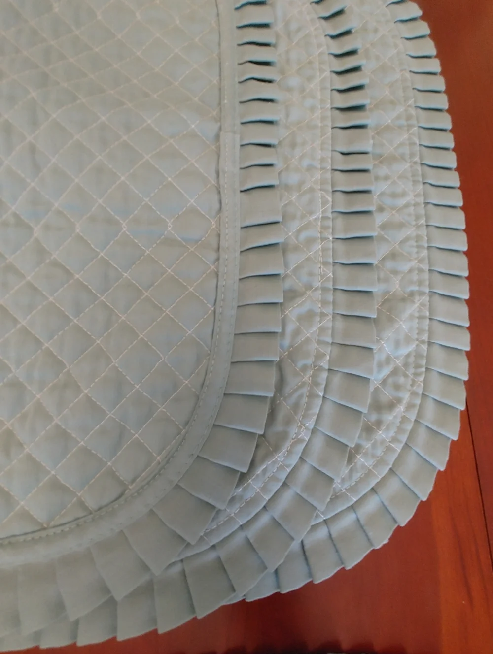 Vintage Quilted Ruffled Placemat Set in Light Green (132rll1)